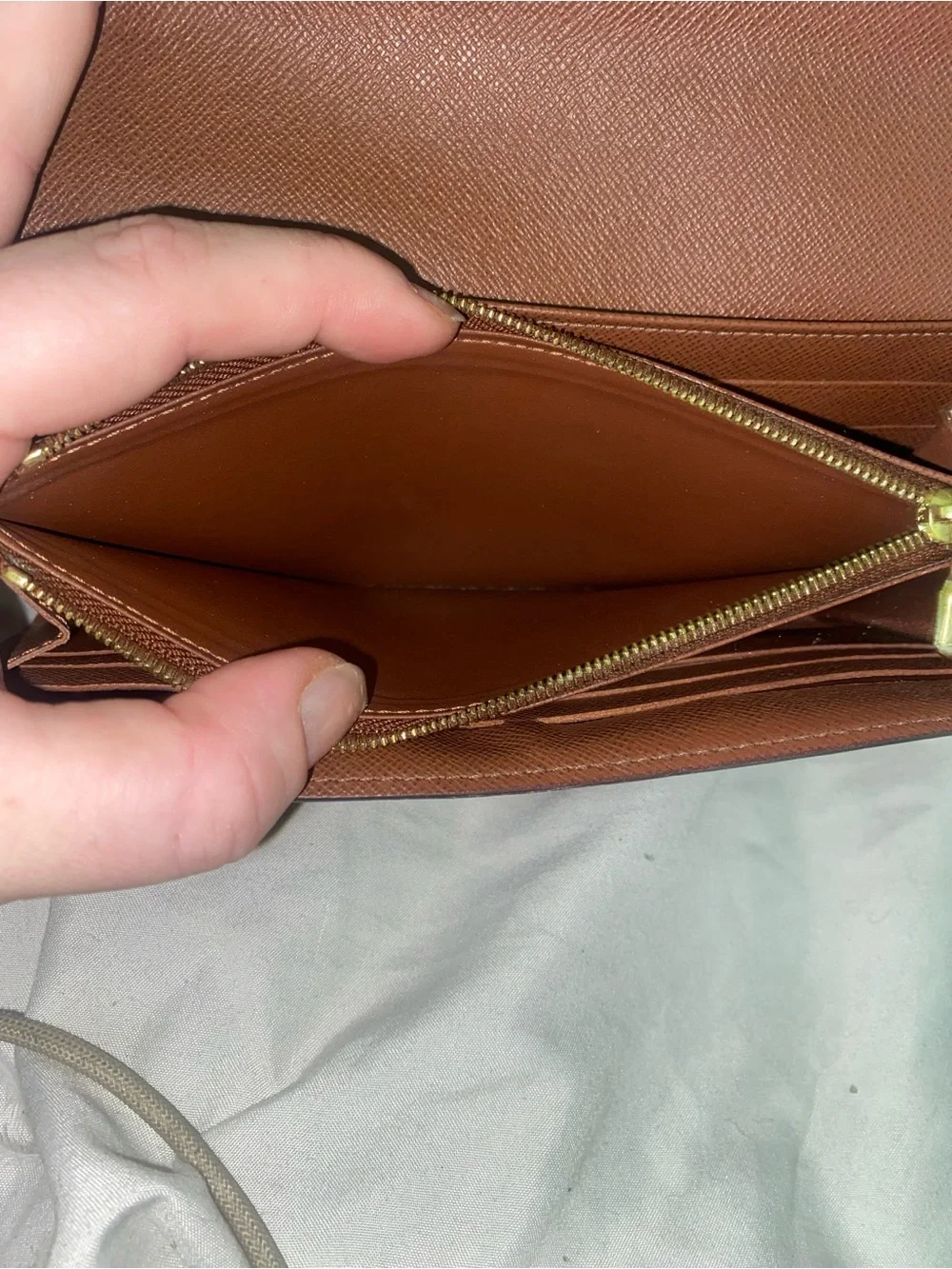 Louis Vuitton Monogram Fold-Over Continental Wallet in Brown and Gold